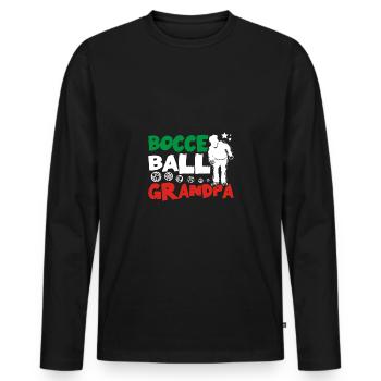 Papa Gramps Pétanque balle grand-père - T-shirt manches longues Premium bio Homme - noir - Devant - Nico (187cm)