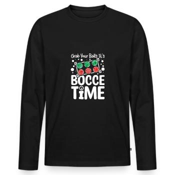 Grab your balls It's bocce time - Men's Premium Organic Long Sleeve Shirt - black - Front - Nico (187cm)