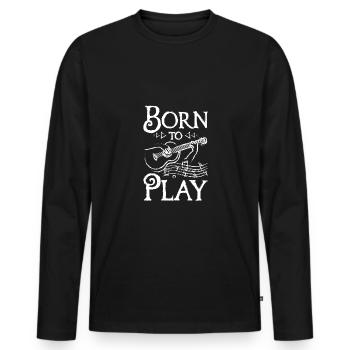 Né pour jouer de la guitare - T-shirt manches longues Premium bio Homme - noir - Devant - Nico (187cm)