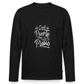 Les gens cool jouent du piano - T-shirt manches longues Premium bio Homme - noir - Devant - Nico (187cm)