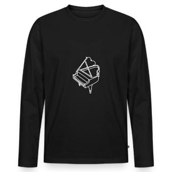 Piano à queue dessiné au trait - T-shirt manches longues Premium bio Homme - noir - Devant - Nico (187cm)