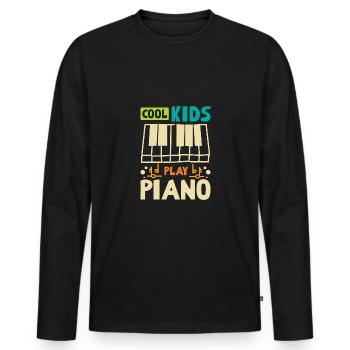 Enfants Cool kids joue du piano - T-shirt manches longues Premium bio Homme - noir - Devant - Nico (187cm)