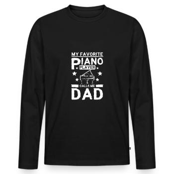 Fête des pères Mon pianiste préféré m’appelle papa - T-shirt manches longues Premium bio Homme - noir - Devant - Nico (187cm)