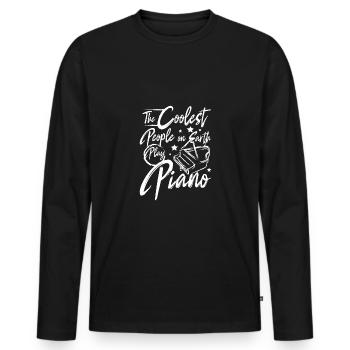 Les gens les plus cool du monde jouent du piano - T-shirt manches longues Premium bio Homme - noir - Devant - Nico (187cm)