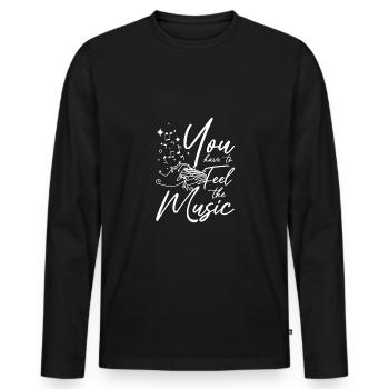 Vous devez sentir la musique jouer du piano - T-shirt manches longues Premium bio Homme - noir - Devant - Nico (187cm)