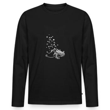 Dessiné au trait : pianiste - T-shirt manches longues Premium bio Homme - noir - Devant - Nico (187cm)