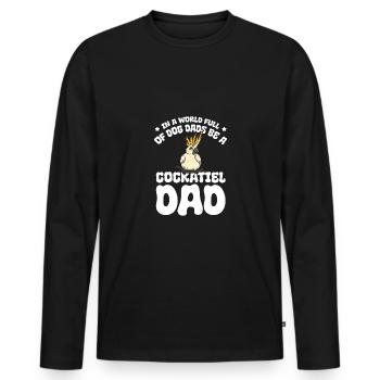 Dans un monde plein de papas chiens, soyez un papa calopsitte - T-shirt manches longues Premium bio Homme - noir - Devant - Nico (187cm)