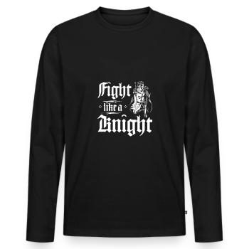 Combattez comme un chevalier - T-shirt manches longues Premium bio Homme - noir - Devant - Nico (187cm)
