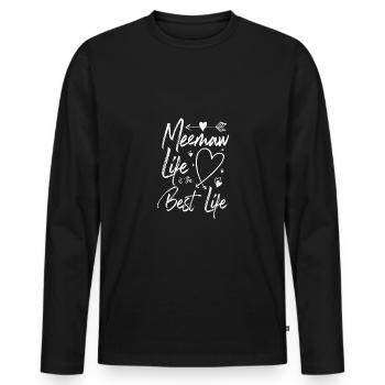 Meemaw life is the best life - Männer Premium Bio Langarmshirt - Schwarz - Vorne - Nico (187cm)