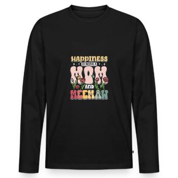 Groovy Flowers Happiness is being a meemaw - Männer Premium Bio Langarmshirt - Schwarz - Vorne - Nico (187cm)