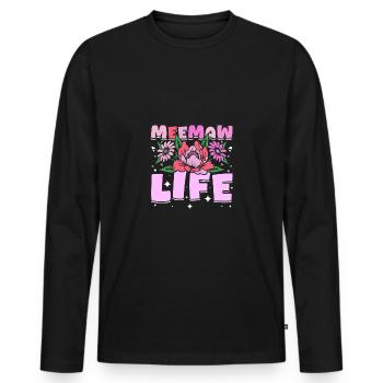 Groovy Flowers Meemaw life - Männer Premium Bio Langarmshirt - Schwarz - Vorne - Nico (187cm)