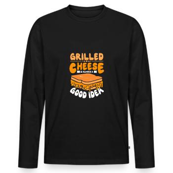 Grilled cheese is always a good idea - Männer Premium Bio Langarmshirt - Schwarz - Vorne - Nico (187cm)