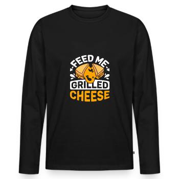 Feed me Grilled cheese - Männer Premium Bio Langarmshirt - Schwarz - Vorne - Nico (187cm)
