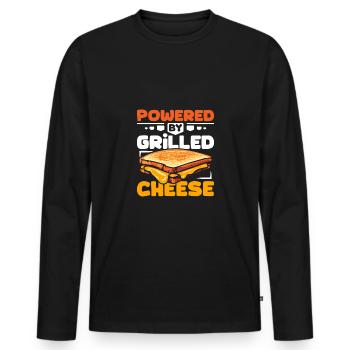 Powered by Grilled cheese - Männer Premium Bio Langarmshirt - Schwarz - Vorne - Nico (187cm)