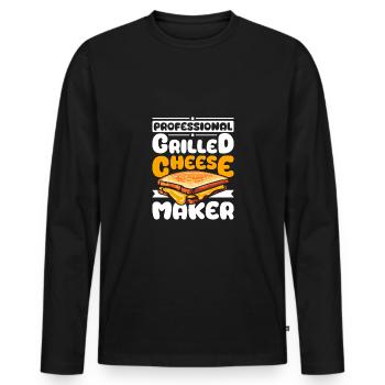 Professional Grilled cheese maker - Men's Premium Organic Long Sleeve Shirt - black - Front - Nico (187cm)