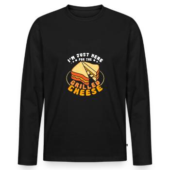 I'm just here for the grilled cheese - Männer Premium Bio Langarmshirt - Schwarz - Vorne - Nico (187cm)