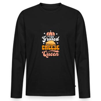 Grilled cheese queen - Männer Premium Bio Langarmshirt - Schwarz - Vorne - Nico (187cm)