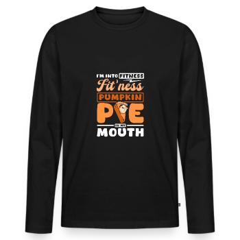 I'm into fitness fit'ness pumpkin pie in my mouth - Männer Premium Bio Langarmshirt - Schwarz - Vorne - Nico (187cm)