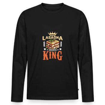 Lasagne faire roi - T-shirt manches longues Premium bio Homme - noir - Devant - Nico (187cm)