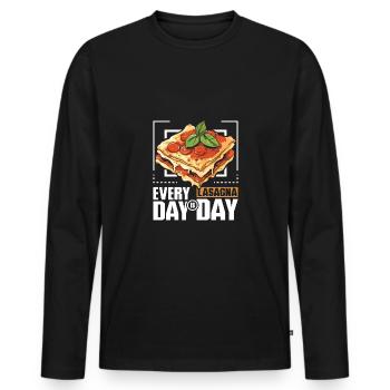 Every day is lasagna day - Men's Premium Organic Long Sleeve Shirt - black - Front - Nico (187cm)