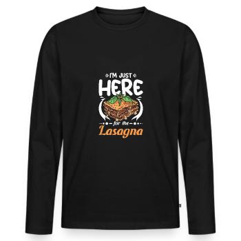 Je suis juste ici pour la lasagne - T-shirt manches longues Premium bio Homme - noir - Devant - Nico (187cm)