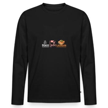 Lasagne Peace Love - T-shirt manches longues Premium bio Homme - noir - Devant - Nico (187cm)