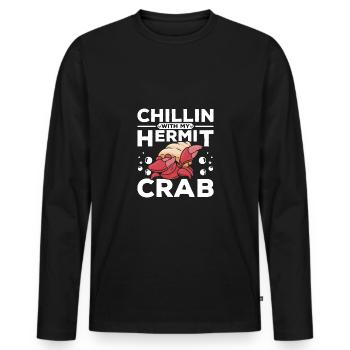 Chillin avec mon bernard-l’ermite - T-shirt manches longues Premium bio Homme - noir - Devant - Nico (187cm)