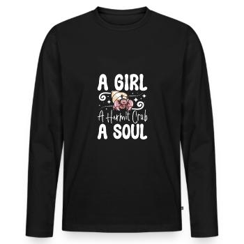 Une fille, un bernard-l’ermite, une âme - T-shirt manches longues Premium bio Homme - noir - Devant - Nico (187cm)