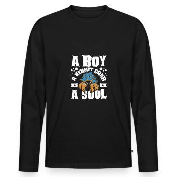 Un garçon, un bernard-l’ermite, une âme - T-shirt manches longues Premium bio Homme - noir - Devant - Nico (187cm)