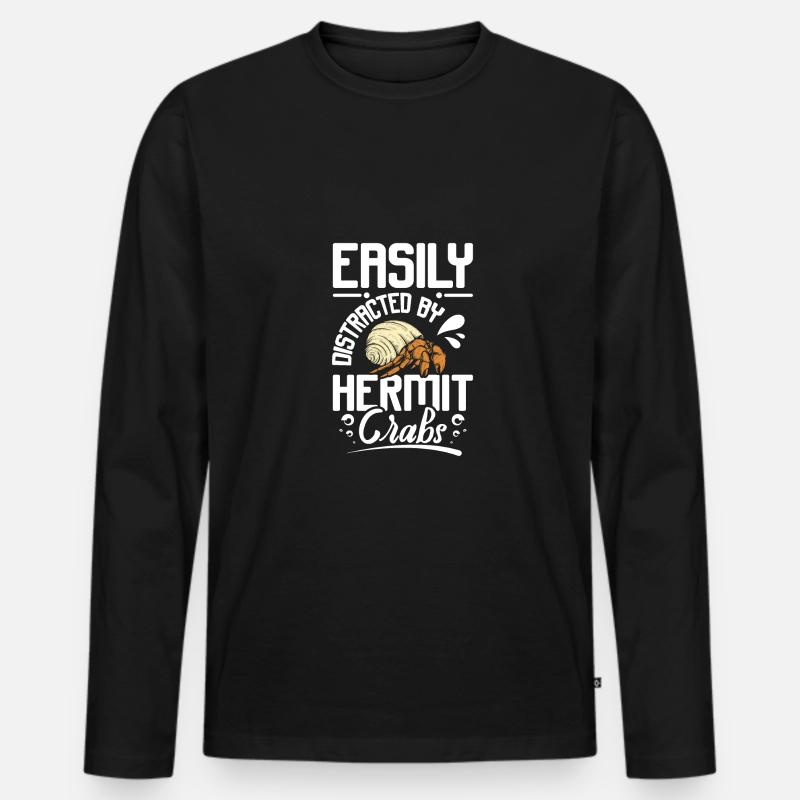 Easily distracted by hermit crabs - Männer Premium Bio Langarmshirt - Schwarz
