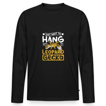 Just want to hang with my leopard gecko - Men's Premium Organic Long Sleeve Shirt - black - Front - Nico (187cm)