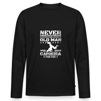 Ne sous-estimez jamais un vieil homme qui fait de la Capoeira - T-shirt manches longues Premium bio Homme - noir - Devant - Nico (187cm)