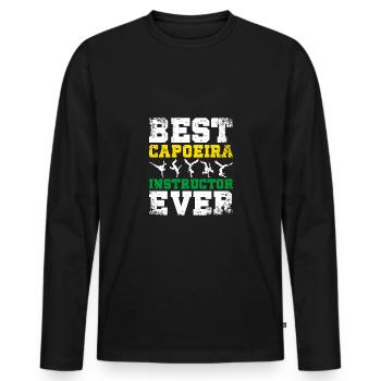 Drapeau du Brésil Meilleur instructeur de capoeira de tous les temps - T-shirt manches longues Premium bio Homme - noir - Devant - Nico (187cm)