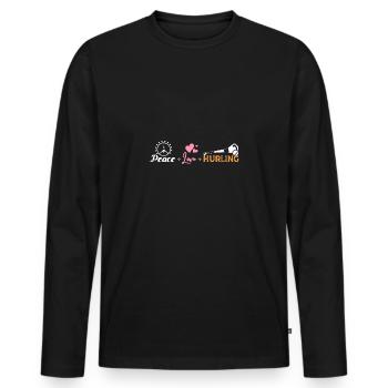 Peace Love Hurling - Männer Premium Bio Langarmshirt - Schwarz - Vorne - Nico (187cm)