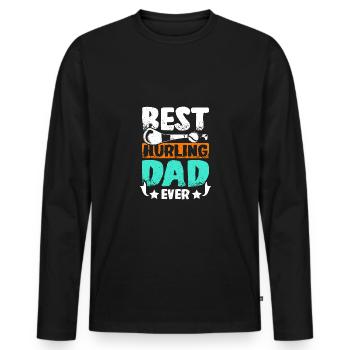 Fathers day Best hurling dad ever - Männer Premium Bio Langarmshirt - Schwarz - Vorne - Nico (187cm)