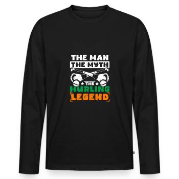 The Man The Myth The Hurling Legend - Männer Premium Bio Langarmshirt - Schwarz - Vorne - Nico (187cm)