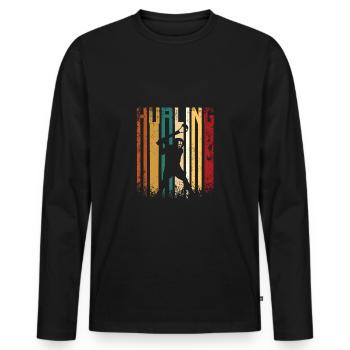 Retro Vintage Hurling - Männer Premium Bio Langarmshirt - Schwarz - Vorne - Nico (187cm)