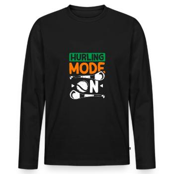 Hurling Mode On - Men's Premium Organic Long Sleeve Shirt - black - Front - Nico (187cm)