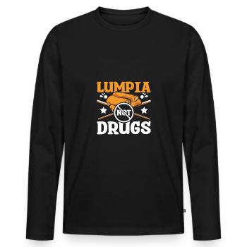Lumpia not drugs - Männer Premium Bio Langarmshirt - Schwarz - Vorne - Nico (187cm)