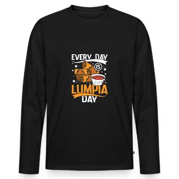 Every day is Lumpia day - Men's Premium Organic Long Sleeve Shirt - black - Front - Nico (187cm)