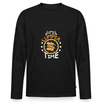 It's lumpia time - Männer Premium Bio Langarmshirt - Schwarz - Vorne - Nico (187cm)