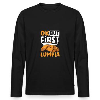 Ok but first lumpia - Männer Premium Bio Langarmshirt - Schwarz - Vorne - Nico (187cm)