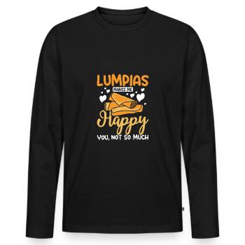Lumpias make me happy you not so much - Männer Premium Bio Langarmshirt - Schwarz - Vorne - Nico (187cm)