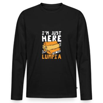 I'm just here for the Lumpia - Men's Premium Organic Long Sleeve Shirt - black - Front - Nico (187cm)