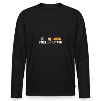 Peace love Lumpia - Men's Premium Organic Long Sleeve Shirt - black - Front - Nico (187cm)