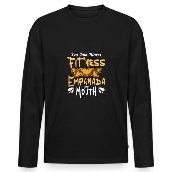 I'm into fitness Fit'ness Empanada in my mouth - Men's Premium Organic Long Sleeve Shirt - black - Front - Nico (187cm)