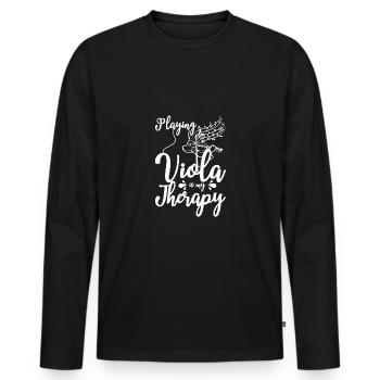 Playing viola is my therapy - Männer Premium Bio Langarmshirt - Schwarz - Vorne - Nico (187cm)