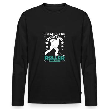 Je préfère jouer au roller hockey - T-shirt manches longues Premium bio Homme - noir - Devant - Nico (187cm)
