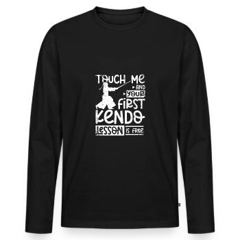 Touch me et votre premier cours de kendo est gratuit - T-shirt manches longues Premium bio Homme - noir - Devant - Nico (187cm)
