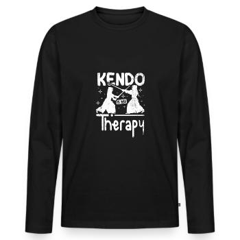 Le Kendo est ma thérapie - T-shirt manches longues Premium bio Homme - noir - Devant - Nico (187cm)